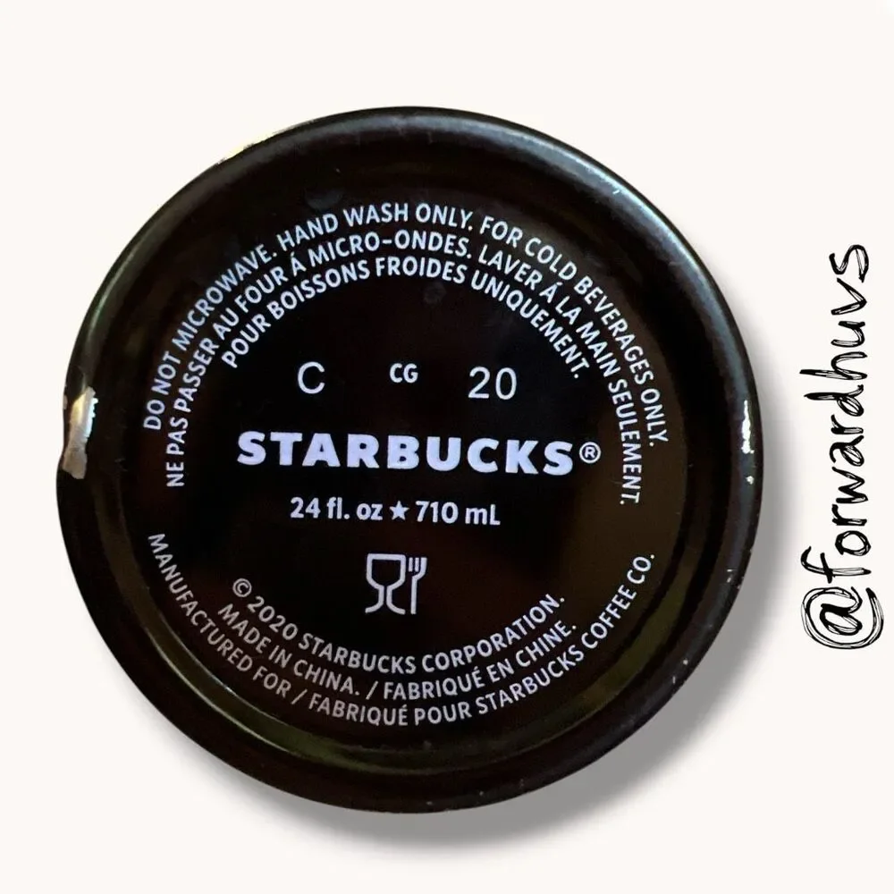 Starbucks 2020 Dark Green Black Gradient Tumbler Damaged Straw 24 oz